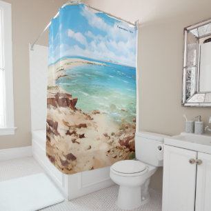 Rideaux De Douche Fuerteventura Canary Illustration Vintage Voyage