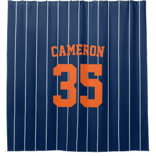 Rideaux De Douche Fully Editable Colors Baseball Jersey Stripes Name