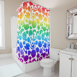 Rideaux De Douche Fun Arc-en-ciel spirale couleur visage blanc arriè