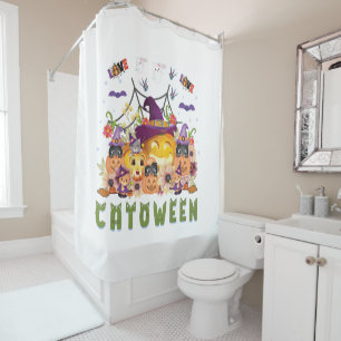 Rideaux De Douche Fun Casquette violet Catoween, mignon Citrouille o