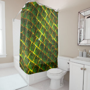 Rideaux De Douche Fundo de imagens verdes sob grade dourada ?
