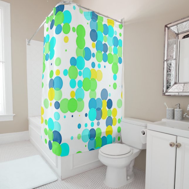 Rideaux De Douche Funky Fun Vibrant Couleurs d'été Pois Motif (En situation)