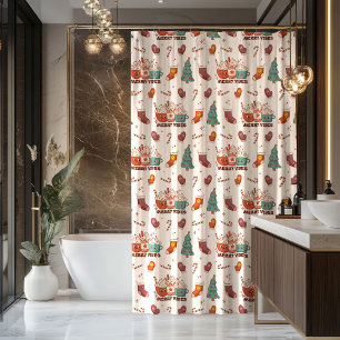Rideaux De Douche Funky Groovy Noël Couleurs Pastel 70s Joie