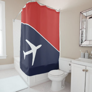 Rideaux De Douche Funky White Plane Avion Pilote