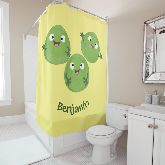 Rideaux De Douche Funny Brussels sprouts légumes caricature (En situation)