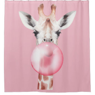 Rideaux De Douche Funny Bubblegum Giraffe