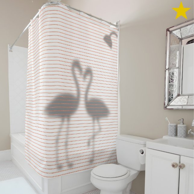 Rideaux De Douche Funny Flamingo Shadow Pink Stripe (Créateur téléchargé)