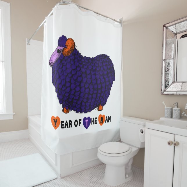 Rideaux De Douche Funny Purple Ram chinois Année Zodiac Anniversaire (En situation)