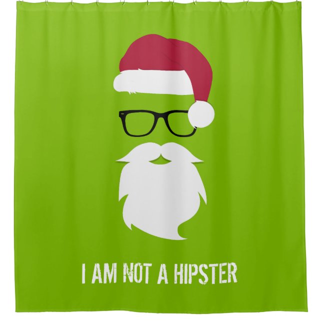 RIDEAUX DE DOUCHE FUNNY SANTA CLAUS - JE NE SUIS PAS UN HIPSTER (Devant)