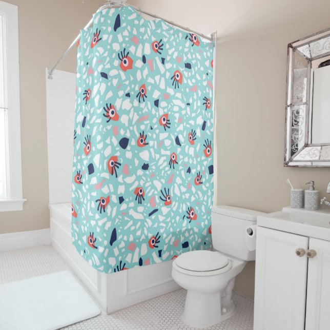Rideaux De Douche Funny Terrazzo Motif Enfants (En situation)