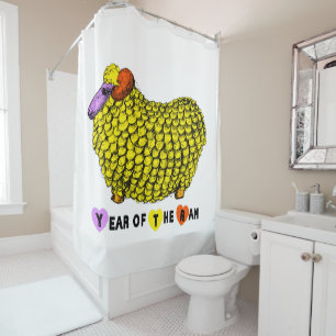 Rideaux De Douche Funny Yellow Ram chinois Année Zodiac Anniversaire