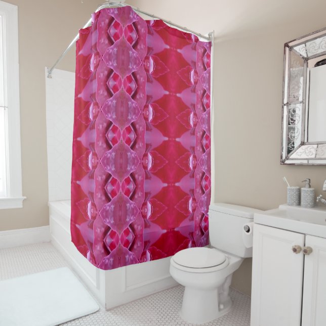 Rideaux De Douche Fuschia Ikat (En situation)