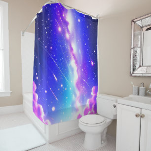 Rideaux De Douche Galaxie bleue céleste et rose