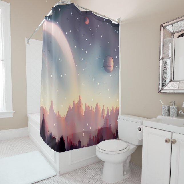 Rideaux De Douche Galaxie, Univers, Étoiles, Espace extra-atmosphéri (En situation)