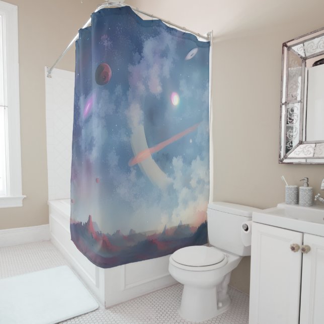 Rideaux De Douche Galaxie, Univers, Étoiles, Espace extra-atmosphéri (En situation)