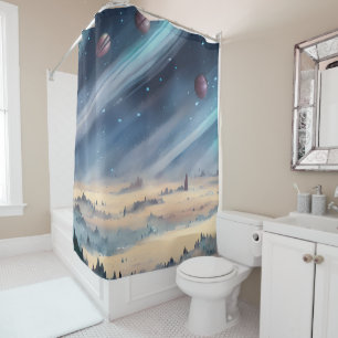 Rideaux De Douche Galaxie, Univers, Étoiles, Extérieur Douche Cur