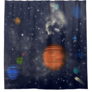 Rideaux De Douche Galaxies avec étoiles et planètes dans l'espace