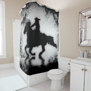 Rideaux De Douche Galloping Horse et Rider de style occidental
