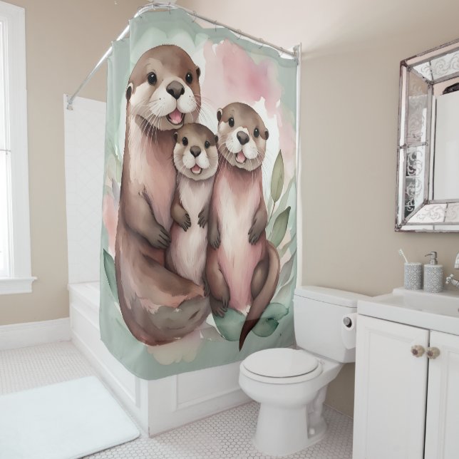 Rideaux De Douche Gamme de Otter aquarelle (En situation)