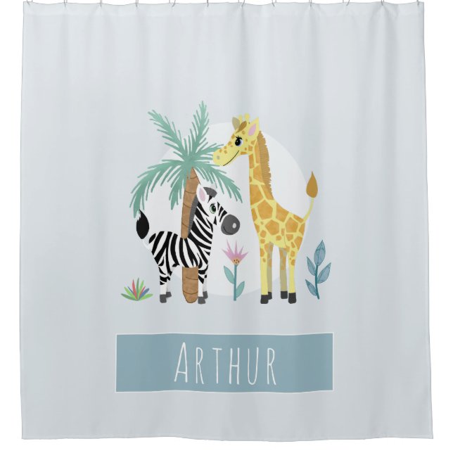 Rideaux De Douche Garçons Jote Jungle Safari Animaux Zebra Enfants (Devant)