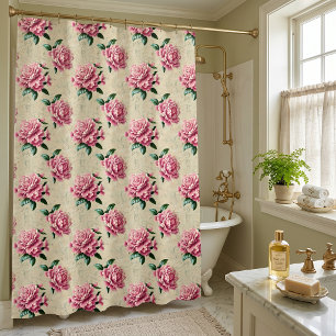 Rideaux De Douche Gardenias roses Shabby Chic