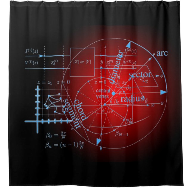 Rideaux De Douche Géométrie moderne en mathématiques rouges équation (Devant)