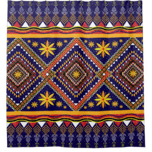 Rideaux De Douche Géométrique ethnique oriental ikat motif tradition