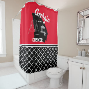 Rideaux De Douche Géorgie rouge et noir