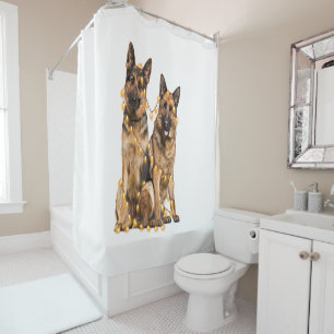 Rideaux De Douche German Shepherd Lights Heart Christmas Santa Xmas