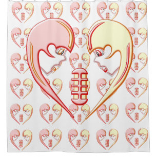 Rideaux De Douche Girly BFF Karaoke Love Heart