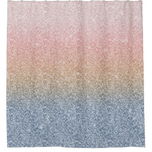 Rideaux De Douche Girly Blush Rose Gold Blue ombre