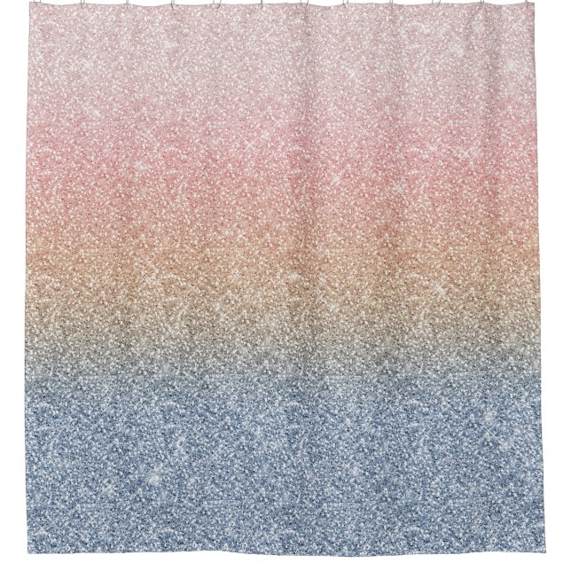 Rideaux De Douche Girly Blush Rose Gold Blue ombre (Devant)