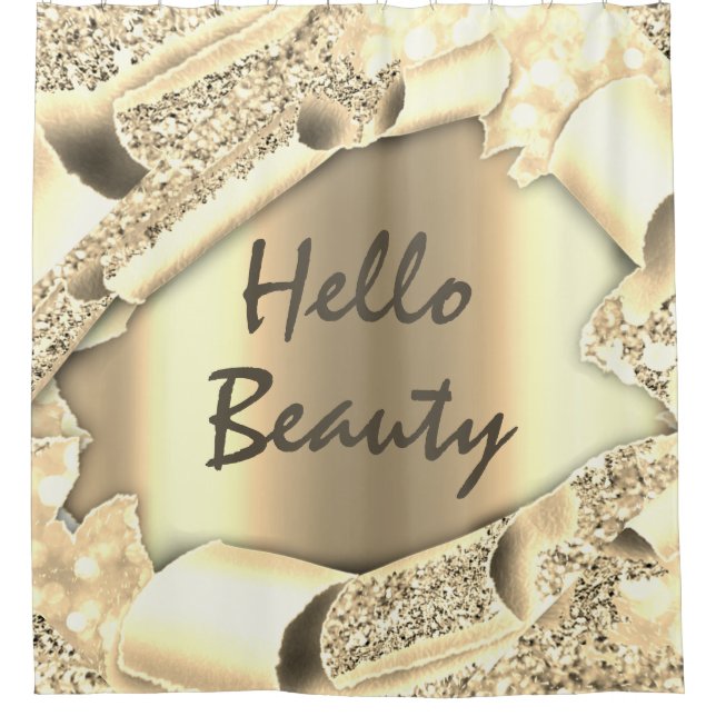 Rideaux De Douche Glam 3D Frame Gold SPARK HELLO Girly (Devant)