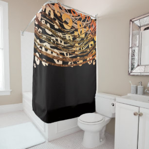 Rideaux De Douche Glam Black Gold Orange Bronze Cheetah Leopard