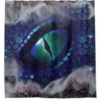 Rideaux De Douche Glam Enk Gothique Bleu Dragon Médiéval