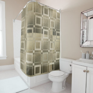 Rideaux De Douche Glam géométrique moderne Carré d'or muet