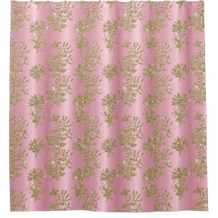 Rideaux De Douche Glam Golden Parties scintillant Foliage Rose Luxue