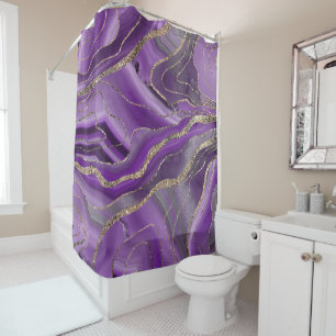 Rideaux De Douche Glam Parties scintillant dorée gris violet n° 1