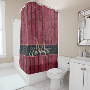 Rideaux De Douche Glam Parties scintillant Nom monographique Bourgog