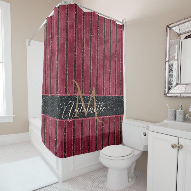 Rideaux De Douche Glam Parties scintillant Nom monographique Bourgog (En situation)