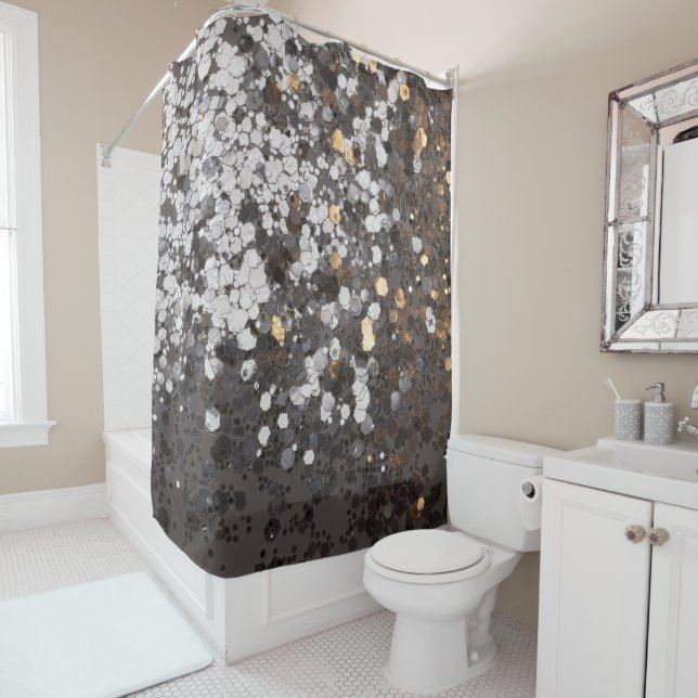 Rideaux De Douche Glam Parties scintillant or argent #1 (Parties sci (En situation)