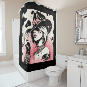 Rideaux De Douche Glamour rustique cowgirl rose pailleté imprimé cui