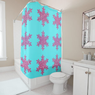 Rideaux De Douche Glittery Snowflakes rose violet bleu turquoise