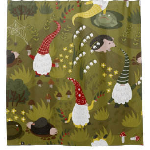 Rideaux De Douche Gnomes de jardin : Faune de flore humoristique.