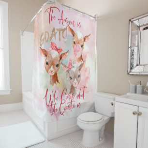 Rideaux De Douche GOAT ART   La réponse est Chèvres Aquarelle Enfant