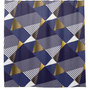 Rideaux De Douche Gold Blue Luxe : Motif géométrique sans couture