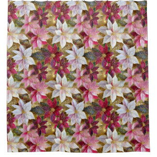 Rideaux De Douche Gold Burgundy Bronze rose Rouge blanc Poinsettia