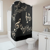 Gold Music Notes sur Black Medium