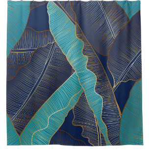 Rideaux De Douche Golden Banana Leaf : Motif de luxe.
