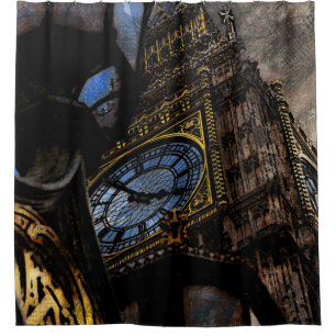 Rideaux De Douche Golden / Black Tower Big Ben London